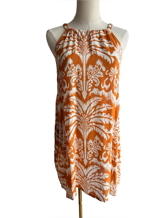 Rachel Zoe Dresses & Skirts - Rachel Zoe Tropical Linen Blend Dress XS Mustard Floral Vacation Beach Boho Cute
